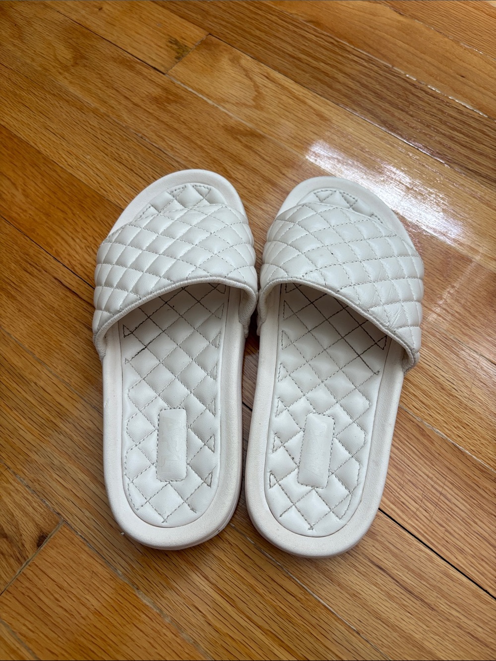 APL Quilted Slide Sandals in White - Women